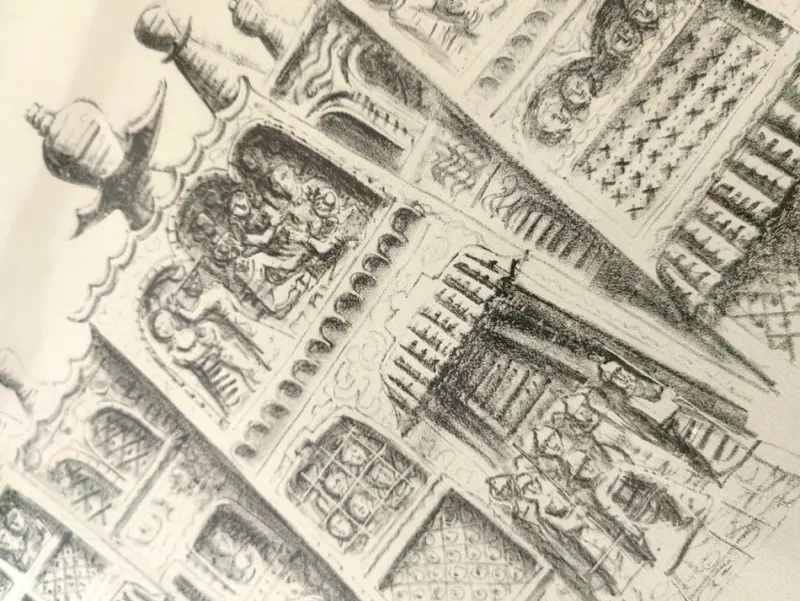 Pamono Massimo Campigli, The Palazzo Del Gran Can, 1959, Ink & Paper, Lithograph> Minimalist