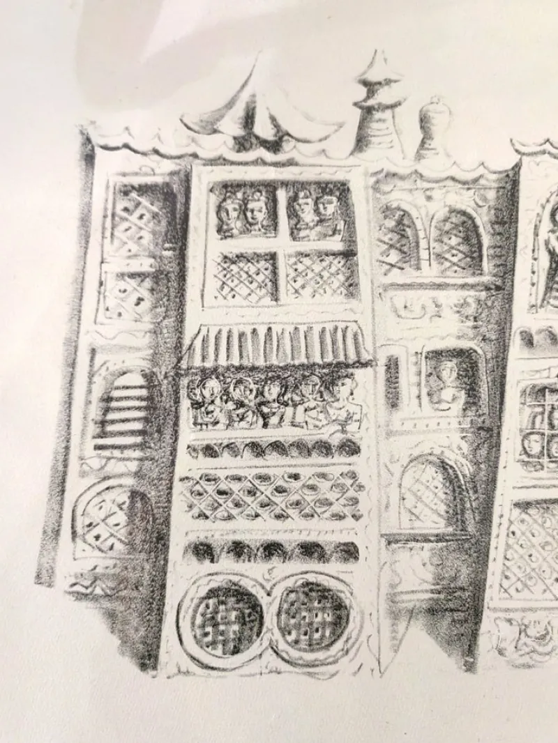 Pamono Massimo Campigli, The Palazzo Del Gran Can, 1959, Ink & Paper, Lithograph> Minimalist