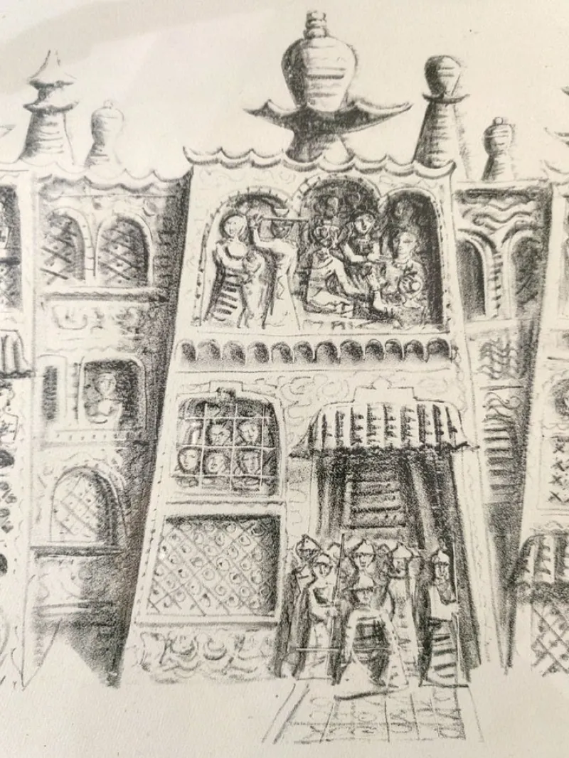 Pamono Massimo Campigli, The Palazzo Del Gran Can, 1959, Ink & Paper, Lithograph> Minimalist