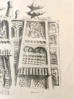 Pamono Massimo Campigli, The Palazzo Del Gran Can, 1959, Ink & Paper, Lithograph><noscript><img width=
