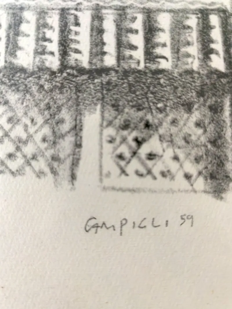 Pamono Massimo Campigli, The Palazzo Del Gran Can, 1959, Ink & Paper, Lithograph> Minimalist