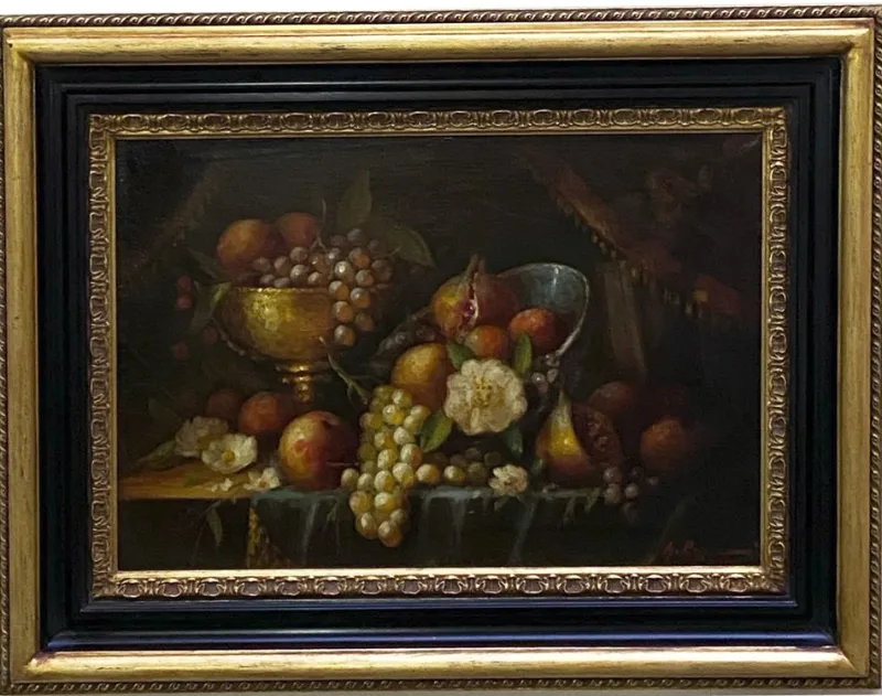 Pamono Massimo Reggiani, Italian Still Life, 2007, Oil on Canvas, Framed> Old Masters