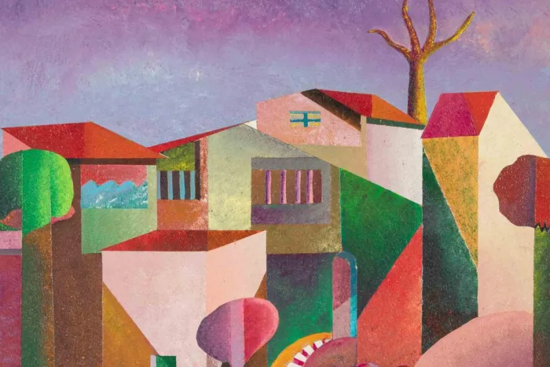 Pamono Massimo Sonnino, Cottages in Tuscany, Acrylic Painting, 1999> Painting