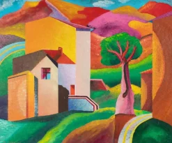 Pamono Massimo Sonnino, Cottages, Acrylic Painting, 2000> Painting