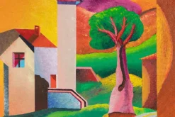 Pamono Massimo Sonnino, Cottages, Acrylic Painting, 2000> Painting