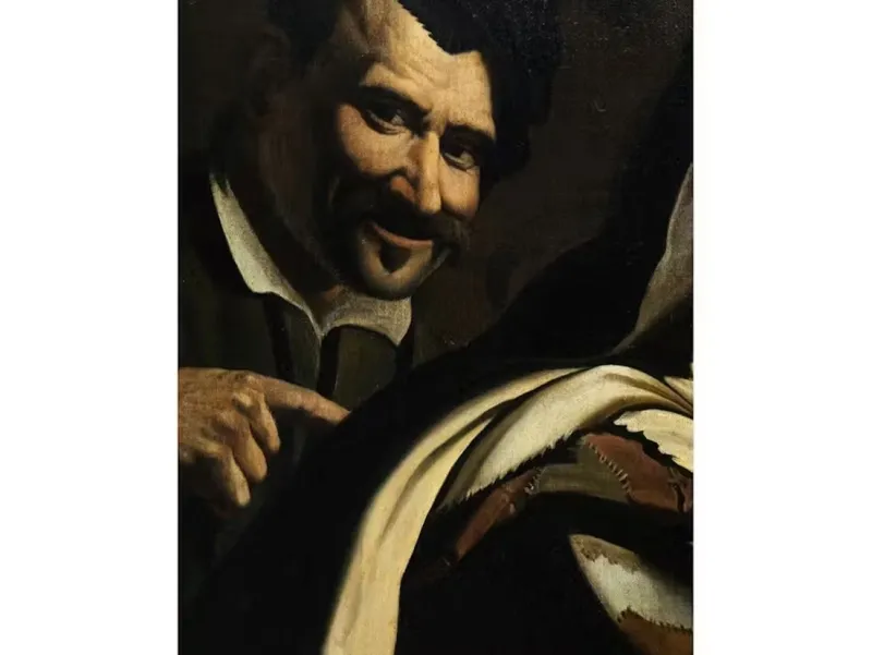 Best Pamono Master of the Flagellation of Cesena, The Morra Players, 1620, Oil on Canvas, Framed