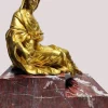 Pamono Mathurin Moreau, Dame qui pose, 1800s, Gilded Bronze with Red Marble Base> Art Nouveau|Classical