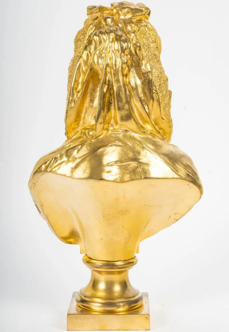 New Pamono Mathurin Moreau, Sculpture Representing a Bust of a Woman, Gilt Bronze