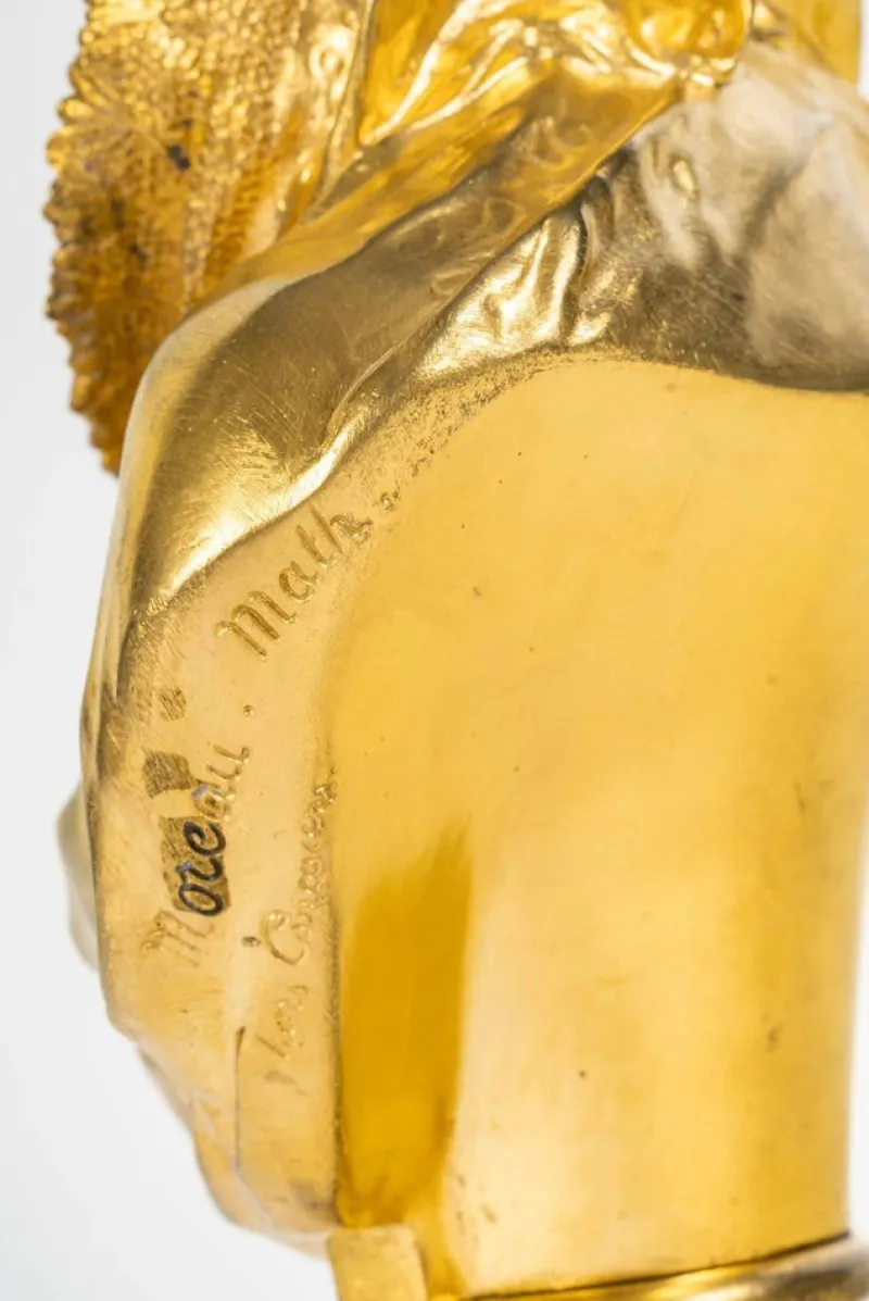 New Pamono Mathurin Moreau, Sculpture Representing a Bust of a Woman, Gilt Bronze