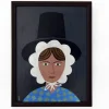 Pamono Matt Rix, Naive Style Portrait of Gwen, Welsh Lady in Traditional Dress, 2000s, Oil Painting, Framed> Painting