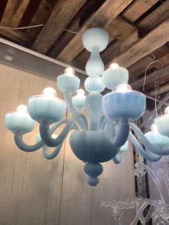 Pamono Matte Light-Blue Murano Style Glass Chandelier from Simoeng><noscript><img width=