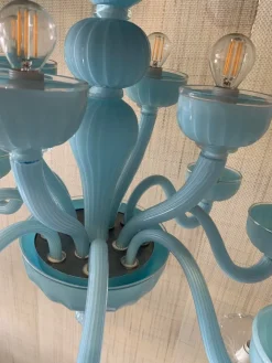 Pamono Matte Light-Blue Murano Style Glass Chandelier from Simoeng><noscript><img width=