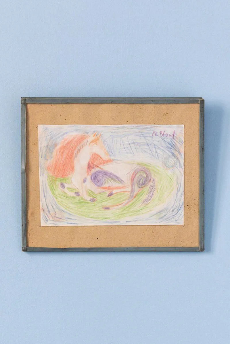 Pamono Maurice Blond, Resting Horse, Coloured Pencil on Paper, 1973> Work On Paper