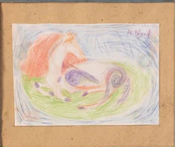 Pamono Maurice Blond, Resting Horse, Coloured Pencil on Paper, 1973><noscript><img width=