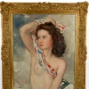 Pamono Maurice Ehlinger, Nude Portrait of a Young Woman wth a Scarf, 1940, Oil on Canvas> Old Masters|Classical