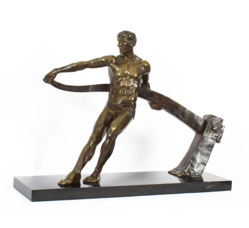 Pamono Maurice Guiraud-Rivière, Art Deco Figure of a Riverman, 1920s, Bronze> Art Deco