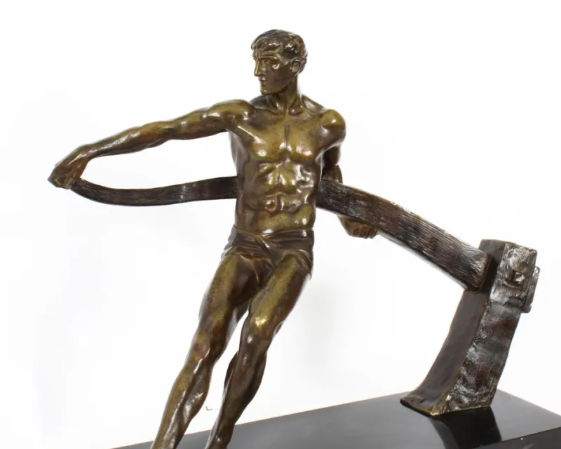 Pamono Maurice Guiraud-Rivière, Art Deco Figure of a Riverman, 1920s, Bronze> Art Deco