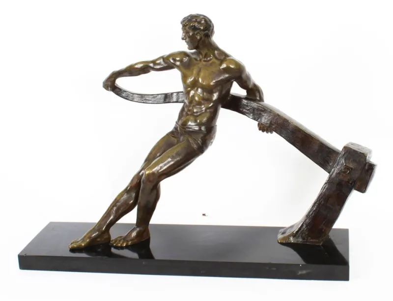 Pamono Maurice Guiraud-Rivière, Art Deco Figure of a Riverman, 1920s, Bronze> Art Deco