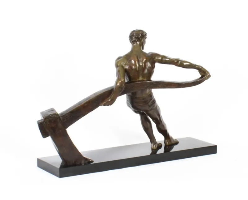 Pamono Maurice Guiraud-Rivière, Art Deco Figure of a Riverman, 1920s, Bronze> Art Deco