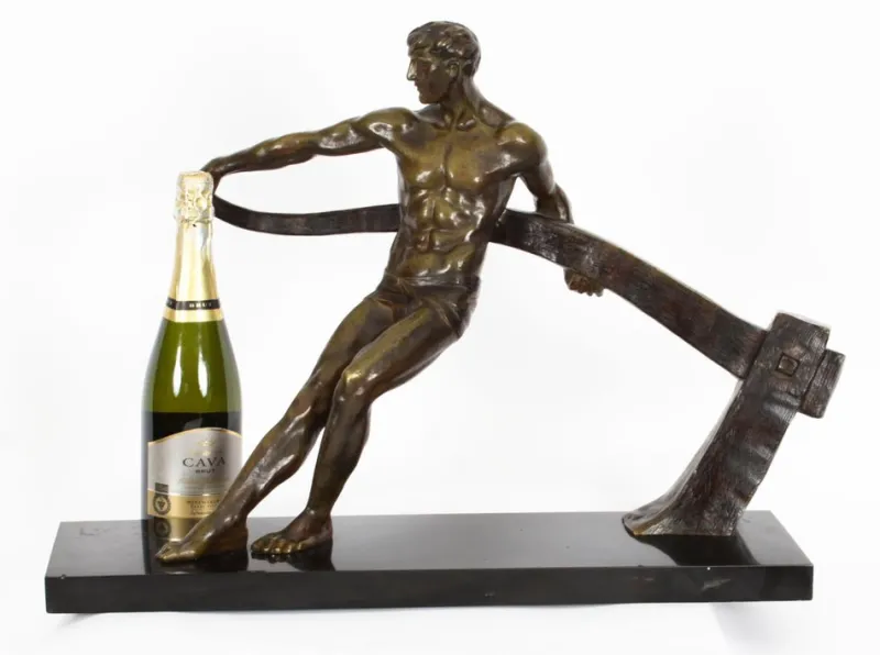Pamono Maurice Guiraud-Rivière, Art Deco Figure of a Riverman, 1920s, Bronze> Art Deco