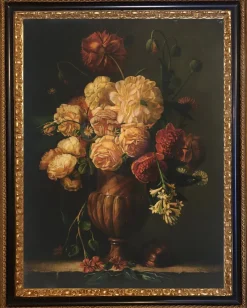 Pamono Maximilian Ciccone, Italian Still Life of Flowers, Oil on Canvas, Framed> Old Masters