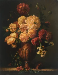 Pamono Maximilian Ciccone, Italian Still Life of Flowers, Oil on Canvas, Framed> Old Masters