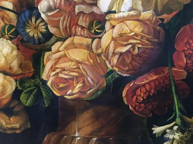 Pamono Maximilian Ciccone, Italian Still Life of Flowers, Oil on Canvas, Framed> Old Masters