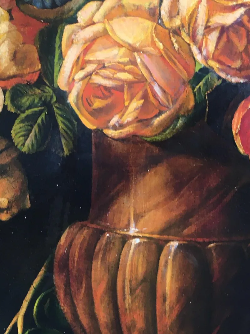 Pamono Maximilian Ciccone, Italian Still Life of Flowers, Oil on Canvas, Framed> Old Masters