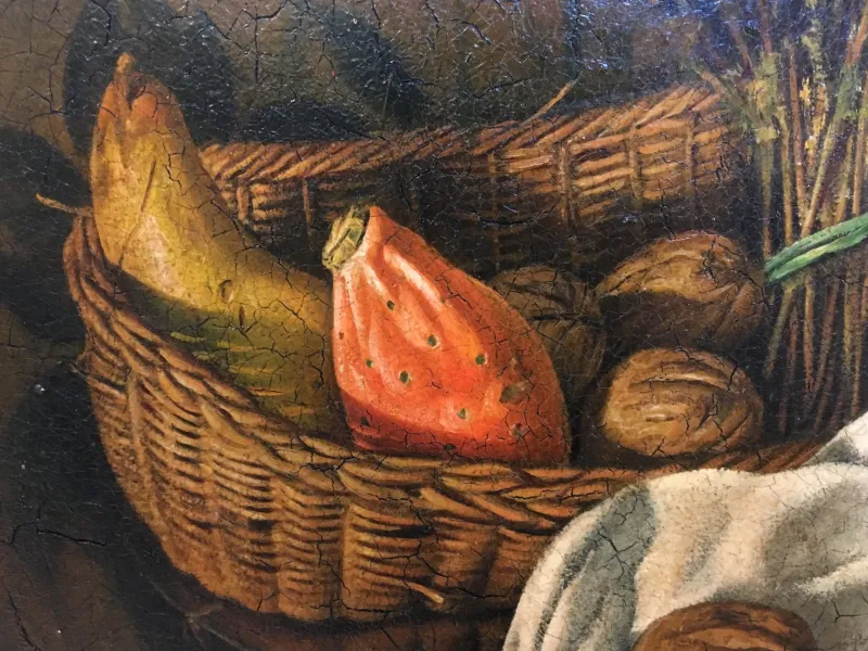 Pamono Maximilian Ciccone, Italian Still Life of Flowers & Fruit, Oil on Canvas, Framed> Old Masters