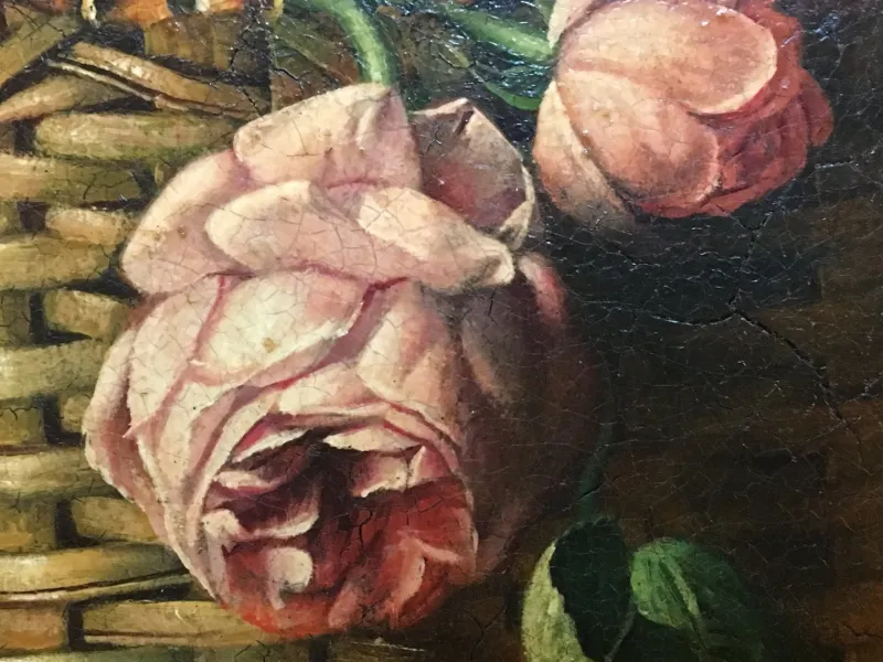 Pamono Maximilian Ciccone, Italian Still Life of Flowers & Fruit, Oil on Canvas, Framed> Old Masters