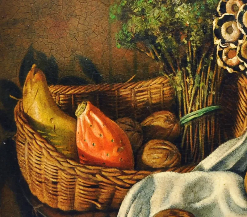 Pamono Maximilian Ciccone, Italian Still Life of Flowers & Fruit, Oil on Canvas, Framed> Old Masters