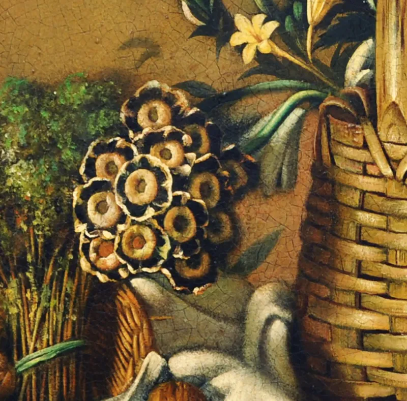 Pamono Maximilian Ciccone, Italian Still Life of Flowers & Fruit, Oil on Canvas, Framed> Old Masters