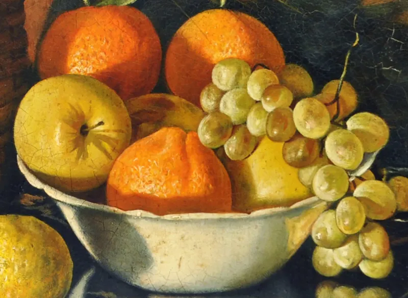 Pamono Maximilian Ciccone, Italian Still Life of Flowers & Fruit, Oil on Canvas, Framed> Old Masters