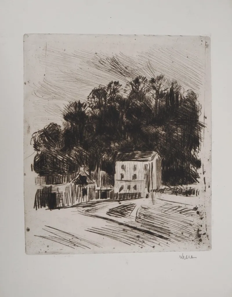 Pamono Maximilien Luce, Country Landscape (Bessy-sur-Cure), 1900, Original Signed Etching> Art Nouveau