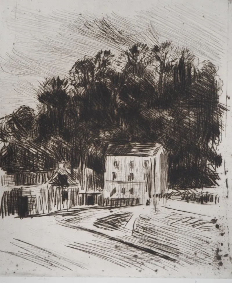 Pamono Maximilien Luce, Country Landscape (Bessy-sur-Cure), 1900, Original Signed Etching> Art Nouveau