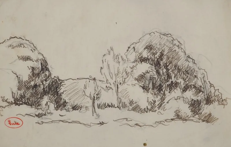 Clearance Pamono Maximilien Luce, Landscape Near Rolleboise, Original Signed Drawing