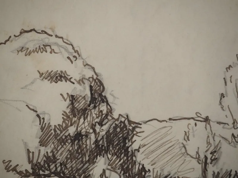 Clearance Pamono Maximilien Luce, Landscape Near Rolleboise, Original Signed Drawing