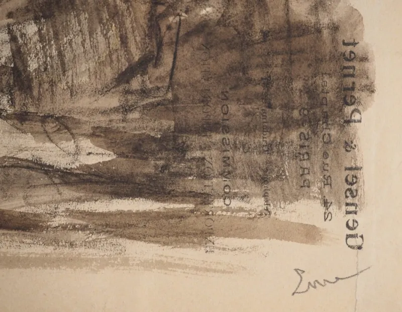 Discount Pamono Maximilien Luce, Nature with Large Trees, Original Signed Drawing