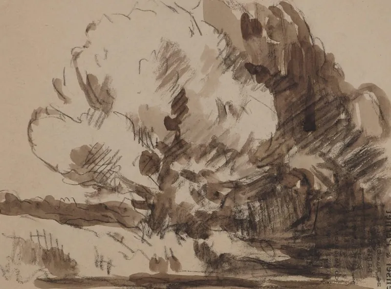 Discount Pamono Maximilien Luce, Nature with Large Trees, Original Signed Drawing