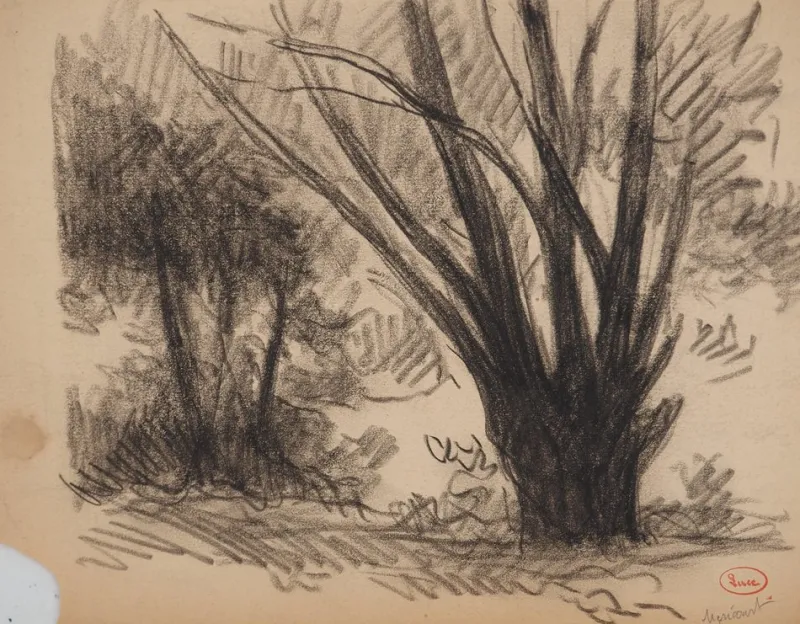Pamono Maximilien Luce, Pas de Calais, Nature in Méricourt, Original Drawing