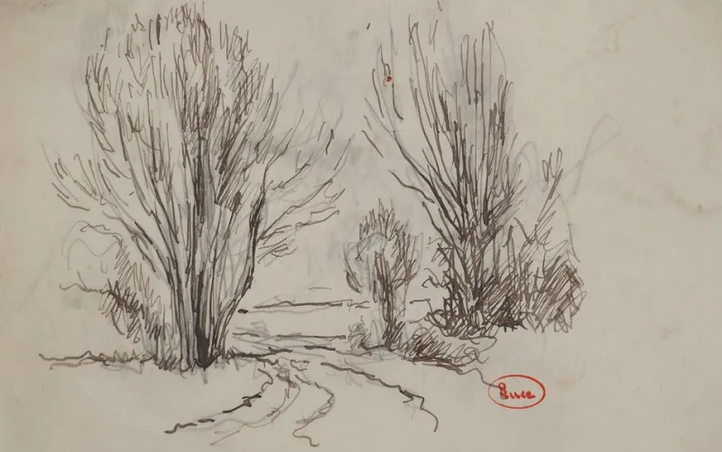 Pamono Maximilien Luce, Provincial Trail, Original Signed Drawing> Work On Paper