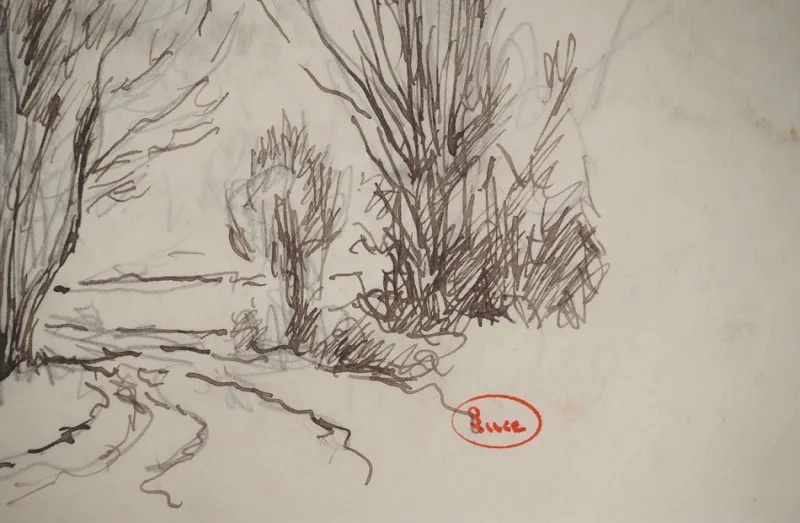 Pamono Maximilien Luce, Provincial Trail, Original Signed Drawing> Work On Paper