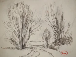 Pamono Maximilien Luce, Provincial Trail, Original Signed Drawing><noscript><img width=
