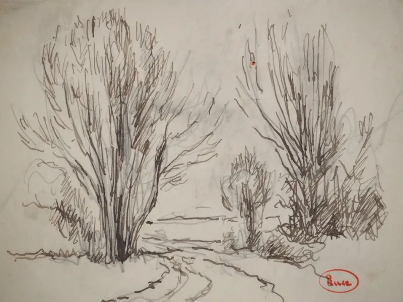 Pamono Maximilien Luce, Provincial Trail, Original Signed Drawing> Work On Paper