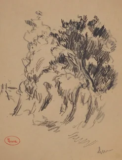 Pamono Maximilien Luce, Roadside Vegetation, Original Signed Drawing> Work On Paper