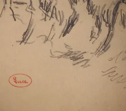 Pamono Maximilien Luce, Roadside Vegetation, Original Signed Drawing> Work On Paper
