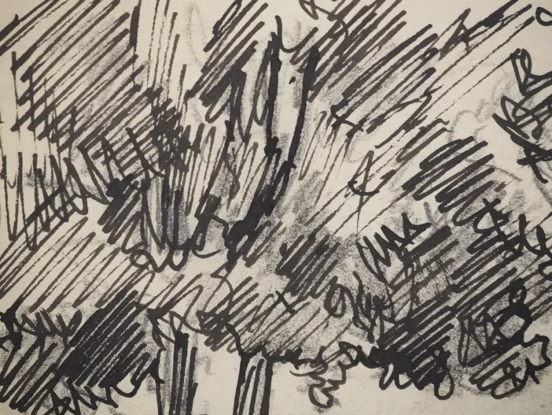 Pamono Maximilien Luce, Walkers in the Woods, Original Signed Drawing> Work On Paper