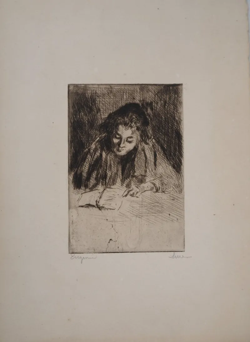 Pamono Maximilien Luce, Woman Reading (Eugénie), 1895, Original Signed Etching> Art Nouveau