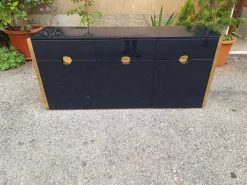 New Pamono MB3 Sideboard in Blue Lacquered Wood and Brass by Luigi Caccia Dominioni for Azucena, Italy, 1960s