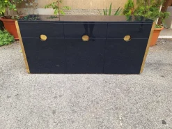 New Pamono MB3 Sideboard in Blue Lacquered Wood and Brass by Luigi Caccia Dominioni for Azucena, Italy, 1960s
